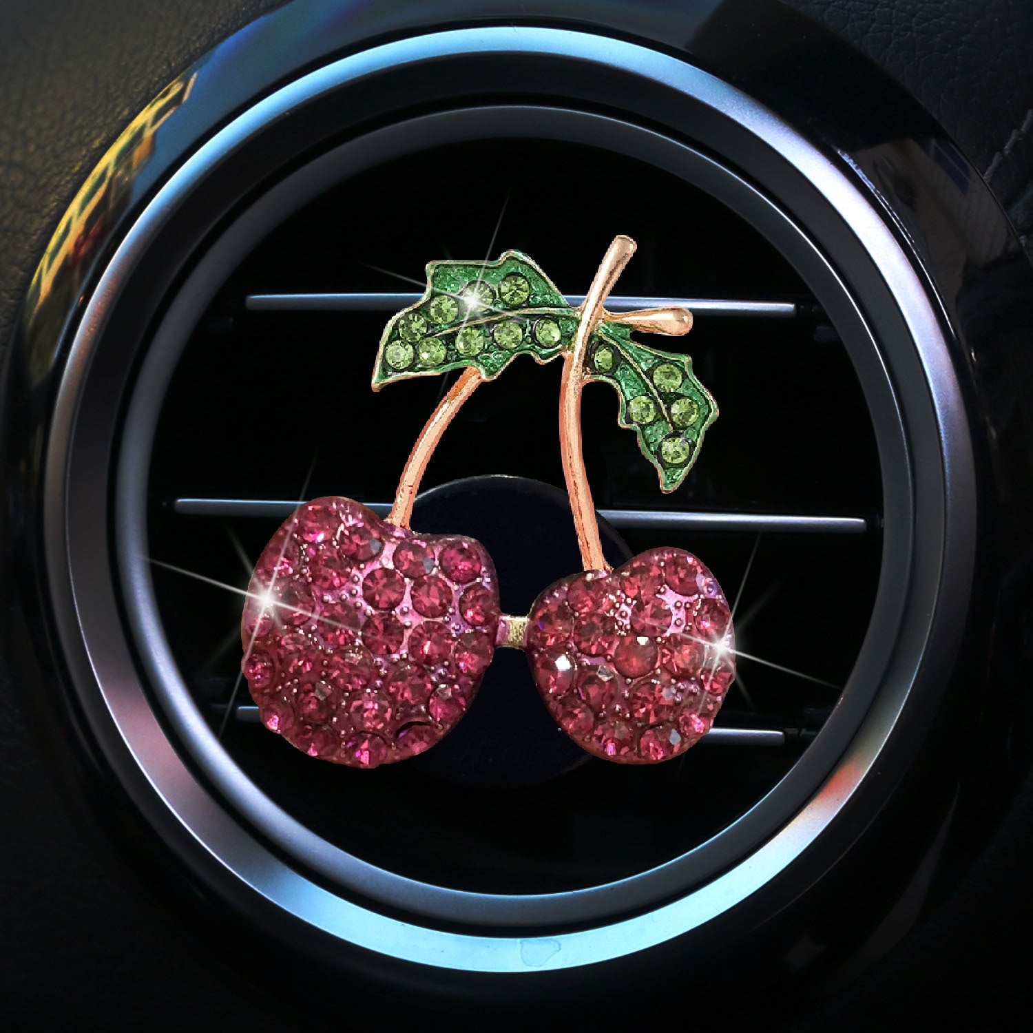 Wholesale Rhinestone cherry car air conditioning vent aromatherapy decoration car fragrance clip